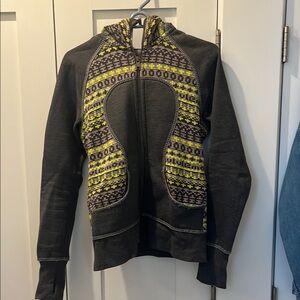 Lululemon Grey and Yellow Patterned Hoodie